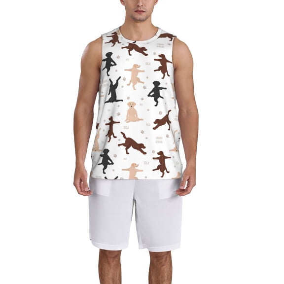 Honeii Yoga Labrador Retriever print basktball shirt for men and women, Unisex basketball jersey for Theme party-X-Large