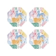 thumbnail image 1 of Honeii Zebra Colourful print Leather Coaster Set of 4, ideal for safeguarding your furniture from drinks spills and effortless cleanup-Octagon, 1 of 6