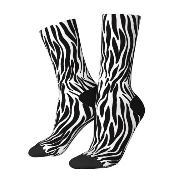 Honeii Zebra Print Adult Socks,Crew Socks,Casual Calf Socks,Daily Wear Socks for Men & Women, Perfect for Sports, Casual and Everyday Use