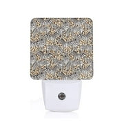 Honeii Zebra Print LED Night Light with Light Sensor, Night Lights Plug Into Wall,Ideal for Bedrooms and Hallways-US