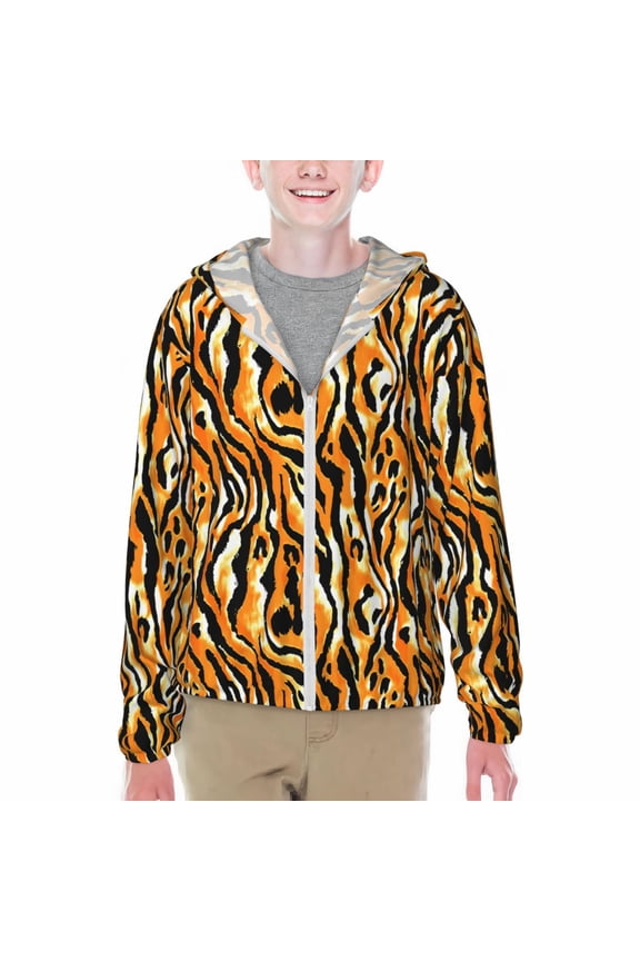 Zebra Print Sun Protection Jacket Hooded Cooling Shirt with Pockets Hiking Outdoor Performance-Large