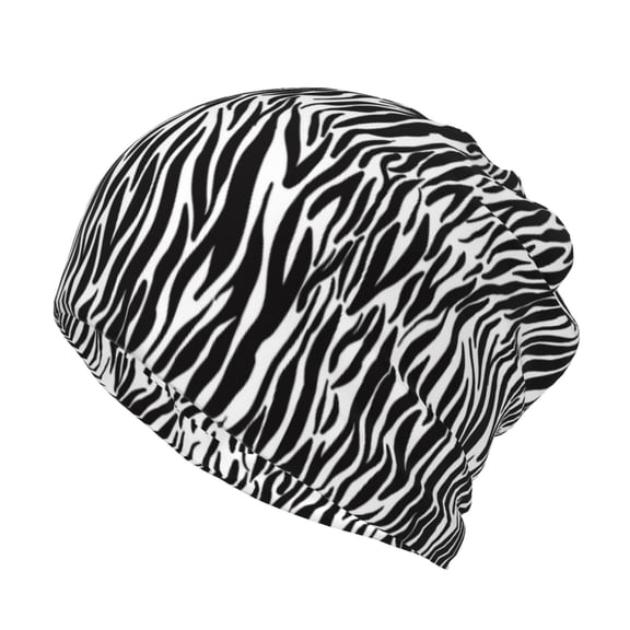 Honeii Zebra Print Winter Beanie Daily Hat - Thermal Polar Fleece Ski Running Hat Skull Cap for Men and Women,Beanie