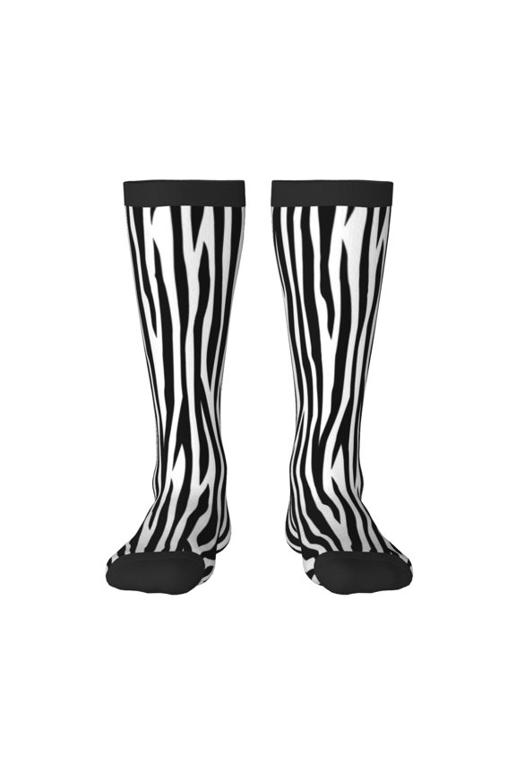 Zebra Skin Print Long Socks,Novelty Design Socks Gift for Men and Women,Crew Socks,Calf Socks