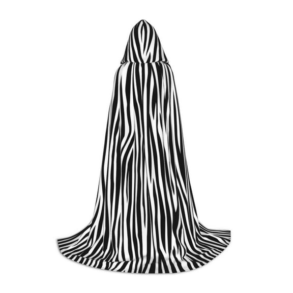 Honeii Zebra Skin Print Poncho Cape, Cloak Coat, Snuggly Hooded Wearable Blanket, Hooded Cape For Teenagers,Halloween Costumes-Large