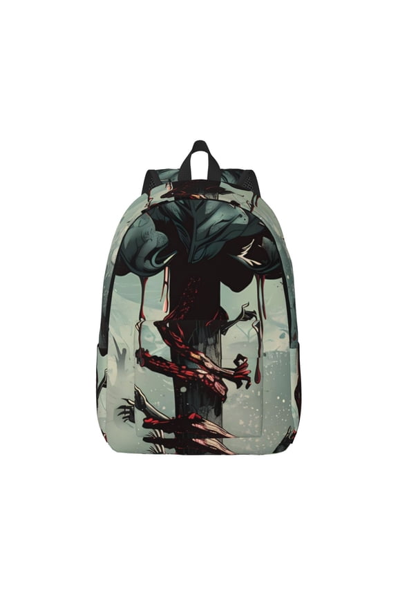 Zombie Flower Apocalypse Print Canvas College Laptop Backpack, Durable Rucksack Travel Notebook Bag School Backpack Book Bag for Men Women-Medium