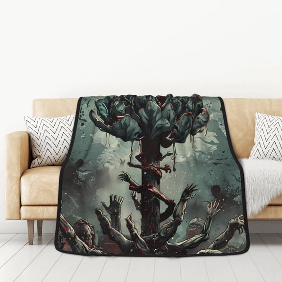 Honeii Zombie Flower Apocalypse for Throw Blanket for Couch - Thick Blanket, Soft Fuzzy Plush Throw Blanket for All Seasons, Double Sided Blanket,50x60 In