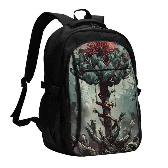 Honeii Zombie Flower Apocalypse for Travel Laptop Backpack, Business Laptops Backpack with USB Charging Port, College High School Computer Bag for Men Women