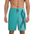 thumbnail image 1 of Honeii a Teal Ribbonin Print Men's Pajama Sleepwear Shorts - a comfy pajama bottom and lounge short for Relaxed Home Wear-3X-Large, 1 of 6