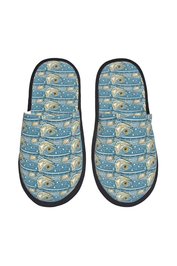 anchovy Print Furry Slippers Bedroom Slippers for Women and Men Fuzzy Plush Comfy Faux Fur Lined Slide Shoes -Large