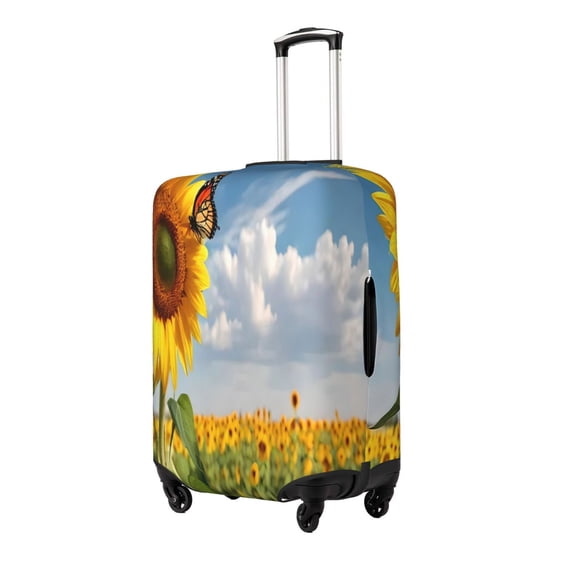 Honeii butterfly and sunflower Elastic Luggage Cover, featuring double-sided printing, is the ideal companion for travel, business trips, and daily use(not included suitcase )-Large