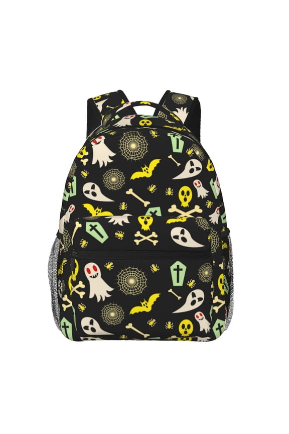 cartoon Skull spider web Print Backpack for Both Men and Women, Basic Bookbag for College, Work, or Travel,Rucksack Computer Bag-One Size