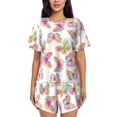 thumbnail image 1 of Honeii colored butterflies for Women's Summer Pajama Set ,Soft Short Sleeve Shirt & Matching Bottoms,Loungewear,2PCS Sleepwear Relaxed Home Wear-Medium, 1 of 6