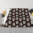 thumbnail image 1 of Honeii colorful Skull dog flower print throw blanket, crafted from cozy cotton flannel, offers versatile home decor as a bedding suitable for all seasons.-60"x50", 1 of 6