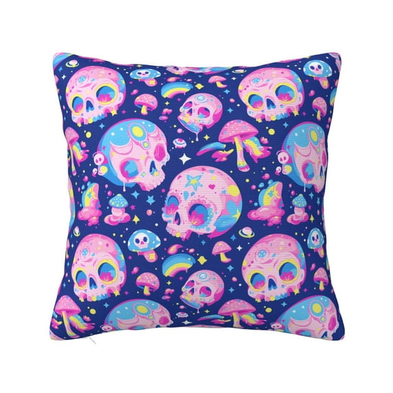 Honeii colorful Skull mushroom rainbow Print Throw Pillow, Square Decorative Pillow Forms Soft Fluffy Plump Pillow Decorative Pillow Inserts,Couch Pillows-18"x18"