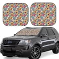 thumbnail image 1 of Honeii colorful Skull sunflower Print Foldable Car Sun Shade for Windshield, 2-Piece UV Protection Shade, Protects Car Interior, Ideal for Cars, Trucks, SUVs-Large, 1 of 6