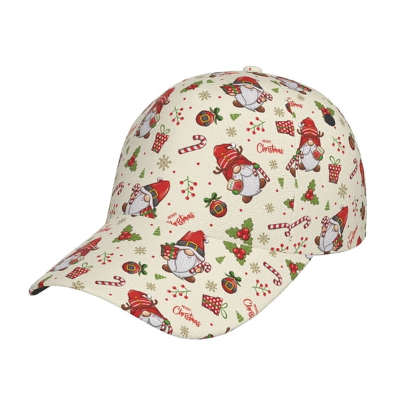Honeii cute Santa with Gifts Print Hat, Women's Baseball Hat Unisex Fit, Baseball Cap,Adjustable One Size