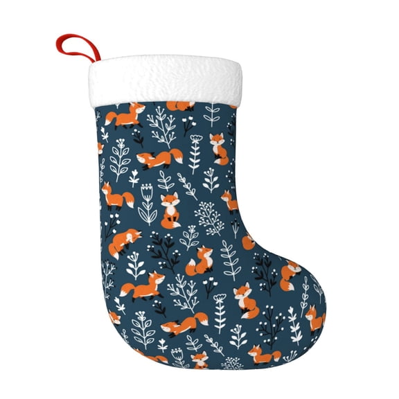 Honeii cute fall fox for Christmas Stocking,Large Xmas Stocking,Holiday and Family Stocking for Fireplace Christmas Holiday Party Decoration