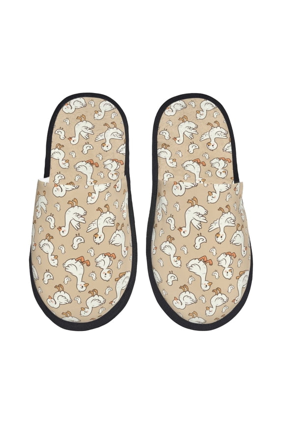 cute geese and chicks Print Furry Slippers Bedroom Slippers for Women and Men Fuzzy Plush Comfy Faux Fur Lined Slide Shoes -Large