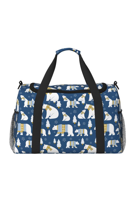 cute winter bear Print Gym Bag,Carry on Weekender Overnight Bag, Travel Duffel Bags, Personal Item Travel Bag,Tote Bag,Workout Dance Bag