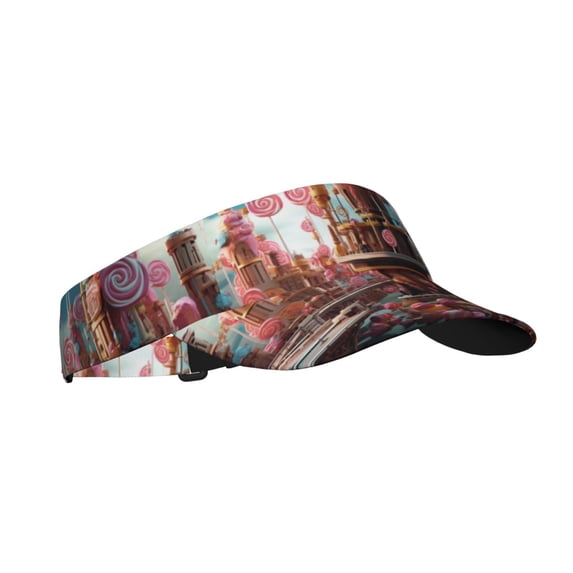 Honeii fairy-tale-world-with-delicious-candy Print Adult Sunscreen Visor Cap, Adjustable Sun Protection Hat,Sun Visor Hats,UV Protection Outdoor Sports Golf Running Sun Caps