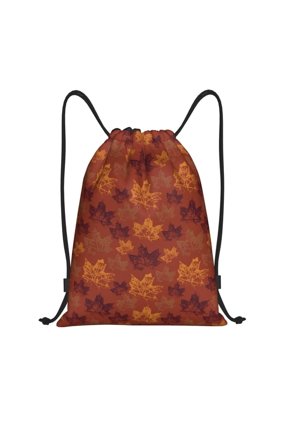 fall Maple Print Drawstring Backpack,Drawstring Bags String Backpack Gym Cinch Sack Backpack Sport Bag Draw-Small