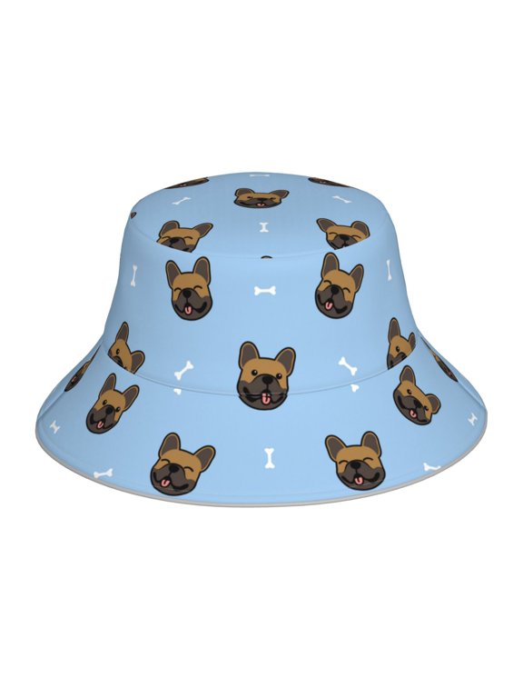 french Bulldog Face for Unisex Bucket Hat Waterproof Rain Hat Reversible Shiny Rave Bucket Hat for Concert Festival Boonie Cap