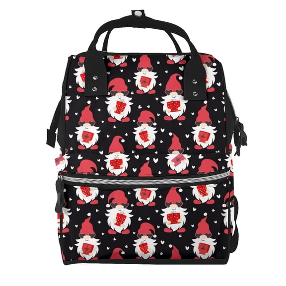 Honeii gnomes and hearts Pattern Mummy Diaper Bag Backpack Durable Maternity Baby Nappy Casual Shoulder Bags Travel Hiking Outdoor Pack