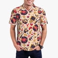 thumbnail image 1 of Honeii gold Skull Guitar record print Polo Shirt, a classic short-sleeved, button-down golf shirt designed for men4X-Large, 1 of 6
