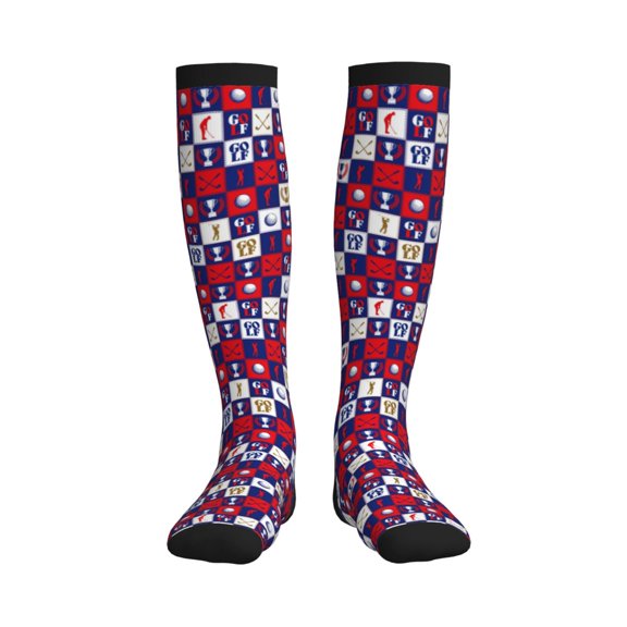 Honeii golf Print Sports Compression Socks,Running Crew Socks,Moisture-Wicking Anti-Blister Hiking&Gym Athletic
