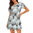 thumbnail image 1 of Honeii golf balls Print Women's Loose Short Sleeve Nightgown, Soft Cotton Sleepwear, Comfy Loose Fit Pajama Dress for Sleep and Lounge, 1 of 6