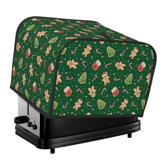 Honeii green Christmas Element Print 4 slice Toaster Cover, Two Slice Toaster Dust-proof Cover For Kitchen Small Appliance and Fingerprint Protection