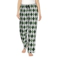 thumbnail image 1 of Honeii grey and green argyle for elegant Women's Lounge Pants and Pajama Pants, crafted for ultimate comfort in your sleepwear essentials-Large, 1 of 6