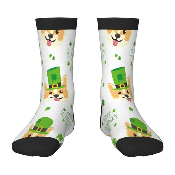 Honeii happy dog. St. Patricks Day Print Children's Colorful Socks,Unisex Kids and Toddlers' Cushioned Sock,Kids Athletic Crew Socks,for Everyday Wear and Sports