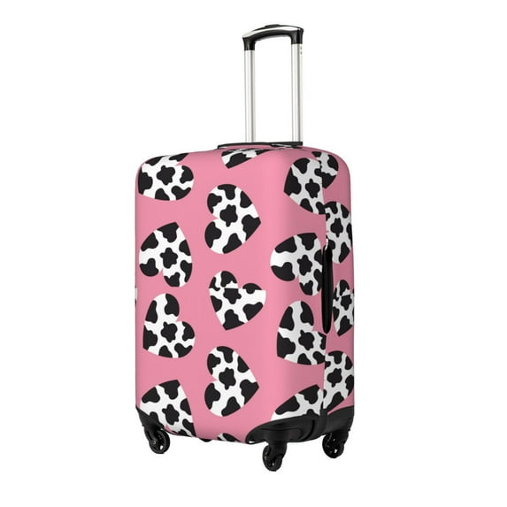 Honeii heart with cow Elastic Luggage Cover, featuring double-sided printing, is the ideal companion for travel, business trips, and daily use(not included suitcase )-Medium