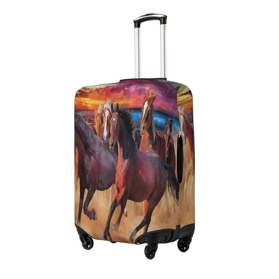 Honeii a herd of horses Elastic Luggage Cover, featuring double-sided printing, is the ideal companion for travel, business trips, and daily use(not included suitcase )-X-Large