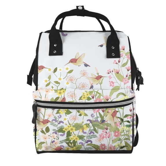 Honeii hummingbird in floral Pattern Mummy Diaper Bag Backpack Durable Maternity Baby Nappy Casual Shoulder Bags Travel Hiking Outdoor Pack
