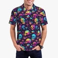 thumbnail image 1 of Honeii mushroom Skull star print Polo Shirt, a classic short-sleeved, button-down golf shirt designed for menMedium, 1 of 6