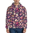 thumbnail image 1 of Honeii music Skull record Guitar Pattern Mens Hoodies Men's Loose Sleeve Sweatshirt,Pullover Hooded Sweatshirt for Men,Essentials Hoodie-X-Large, 1 of 7