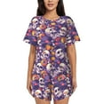 thumbnail image 1 of Honeii music Skull record for Women's Summer Pajama Set featuring Soft Short Sleeve Shirt & Matching Bottoms with Convenient Pockets for Relaxed Home Wear-Small, 1 of 6
