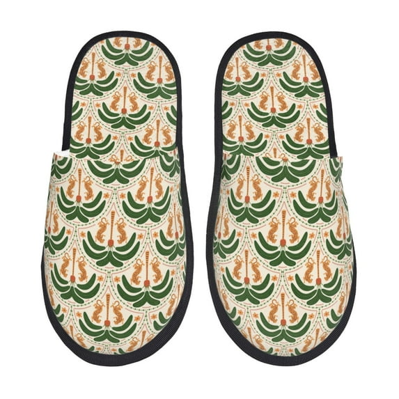 Honeii palm tree Asian leopard Print Furry Slippers Bedroom Slippers for Women and Men Fuzzy Plush Comfy Faux Fur Lined Slide Shoes -Medium