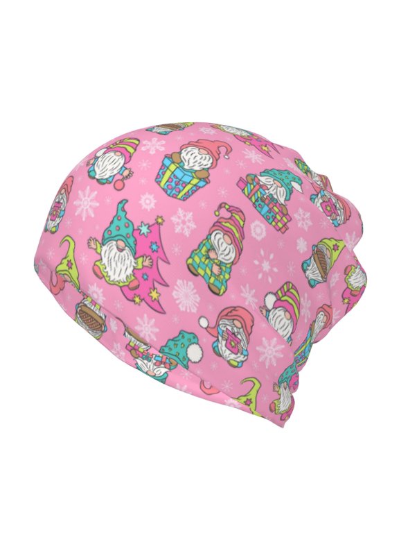 pink Holiday Joy Print Winter Beanie Daily Hat - Thermal Polar Fleece Ski Running Hat Skull Cap for Men and Women,Beanie