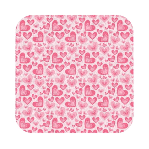 Honeii pink heart Print Leather Coaster Set of 6, Ideal for Safeguarding Your Furniture from Drinks Spills and Effortless Cleanup,Square