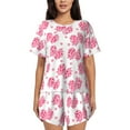 thumbnail image 1 of Honeii pink polka dot bows for Women's Summer Pajama Set ,Soft Short Sleeve Shirt & Matching Bottoms,Loungewear,2PCS Sleepwear Relaxed Home Wear-X-Large, 1 of 6