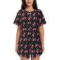 thumbnail image 1 of Honeii polka dot with pink bows for Women's Summer Pajama Set ,Soft Short Sleeve Shirt & Matching Bottoms,Loungewear,2PCS Sleepwear Relaxed Home Wear-3X-Large, 1 of 6