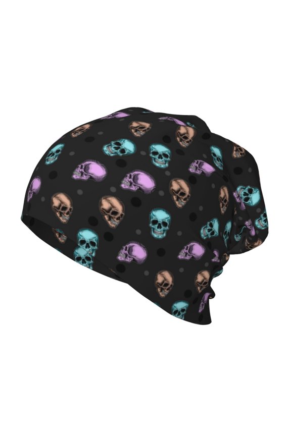 purple cyan brown Skull Print Kids Knit Beanie Watch Hat ,Knit Cap for Boys and Girls
