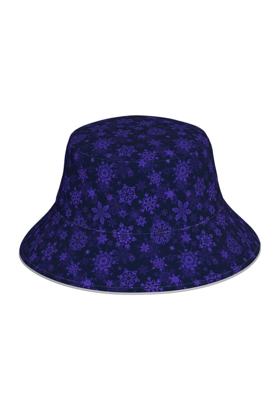 purple flower Snowflake for Unisex Bucket Hat Waterproof Rain Hat Reversible Shiny Rave Bucket Hat for Concert Festival Boonie Cap