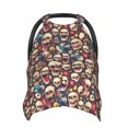 thumbnail image 1 of Honeii rock record music Skull print 2-in-1 baby car seat canopy doubles as a nursing cover, fitting both genders & measuring 39x27.5in, 1 of 7