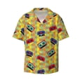 thumbnail image 1 of Honeii 's 90s Audio Tape for men's short-sleeved button-up collared shirt featuring a pocket, perfect for beach vacations, and travel adventures., 1 of 5