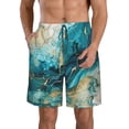 thumbnail image 1 of Honeii's Abstract Ocean Currents Print Men's Casual Shorts with Drawstring，Swim Trunks Quick Dry Beach Shorts, 1 of 5