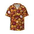 thumbnail image 1 of Honeii 's Almond Nuts for men's short-sleeved button-up collared shirt featuring a pocket, perfect for beach vacations, and travel adventures., 1 of 5